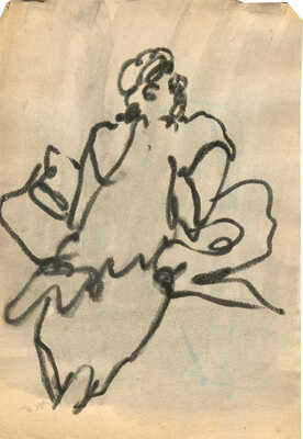 Зверев Анатолий Тимофеевич. Женщина с козой (на оборотной стороне рисунок соусом «Сидящий на постели»)